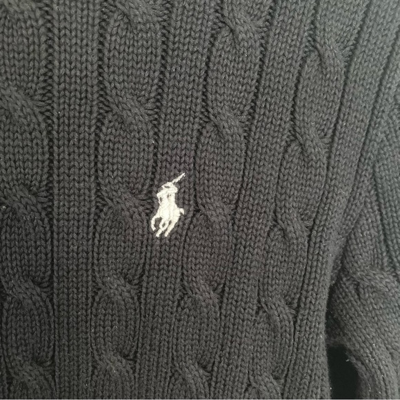 Women’s Ralph Lauren Cable Knit Jumper Black Size Medium - Picture 6 of 9